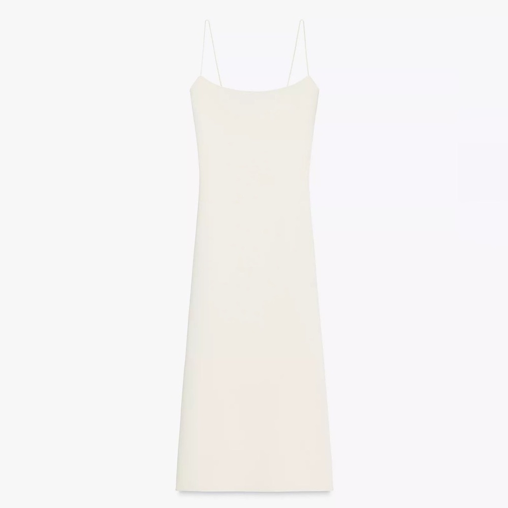 Zara Oyster White Stretch Midi Dress - Picture 11 of 13